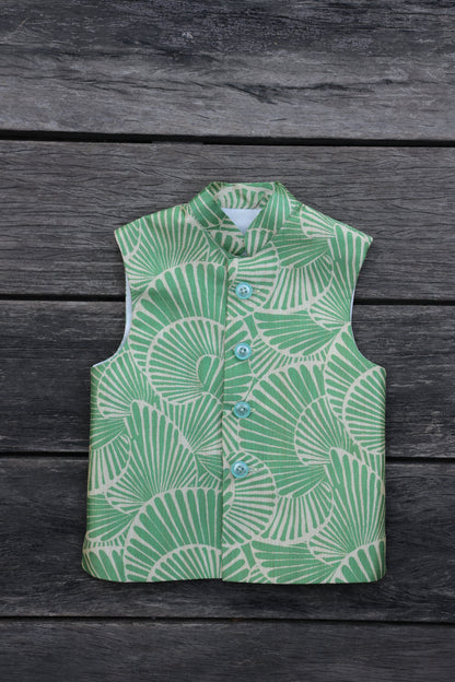 EMERALD CANOPY BUNDI WITH CREAM KURTA & PAJAMA