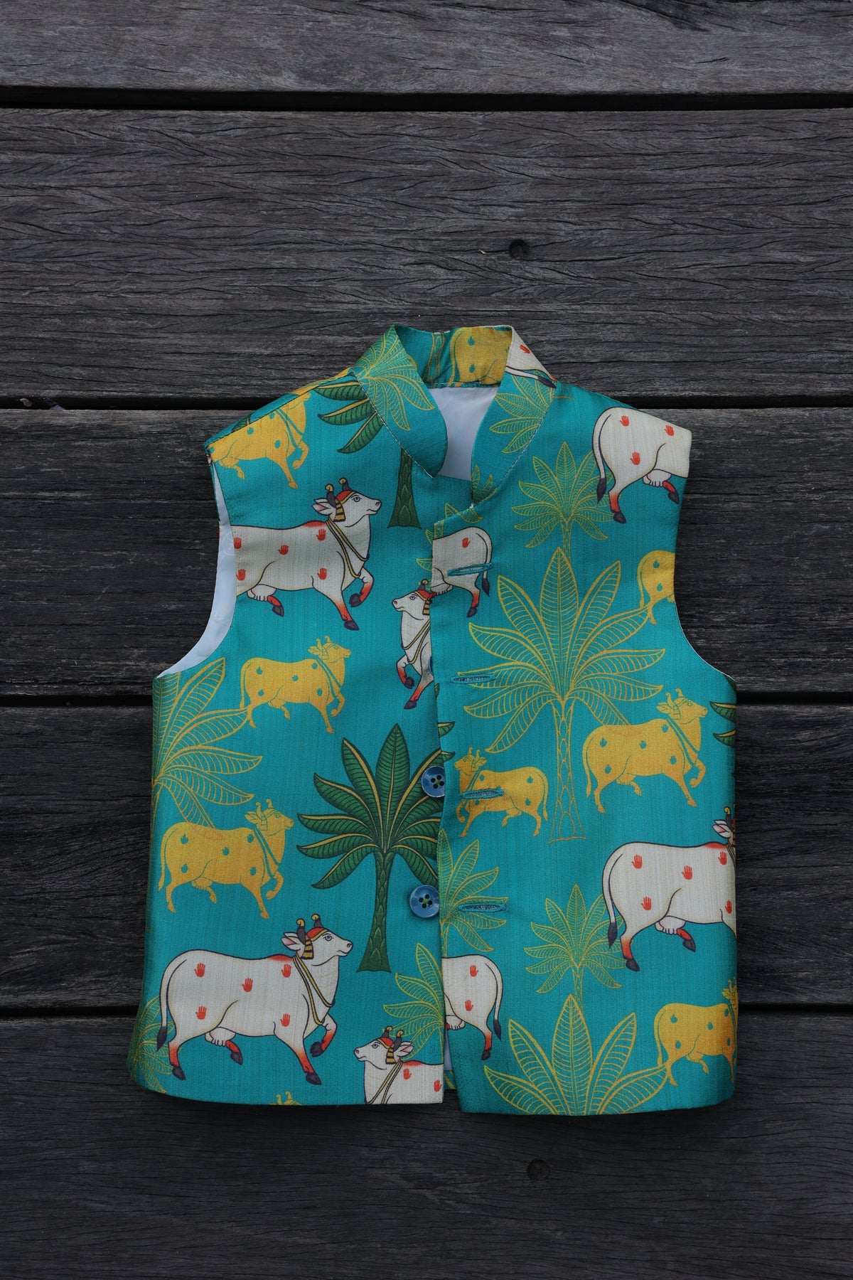 MOO AND MEADOW PRINTED BUNDI WITH KURTA PAJAMA SET