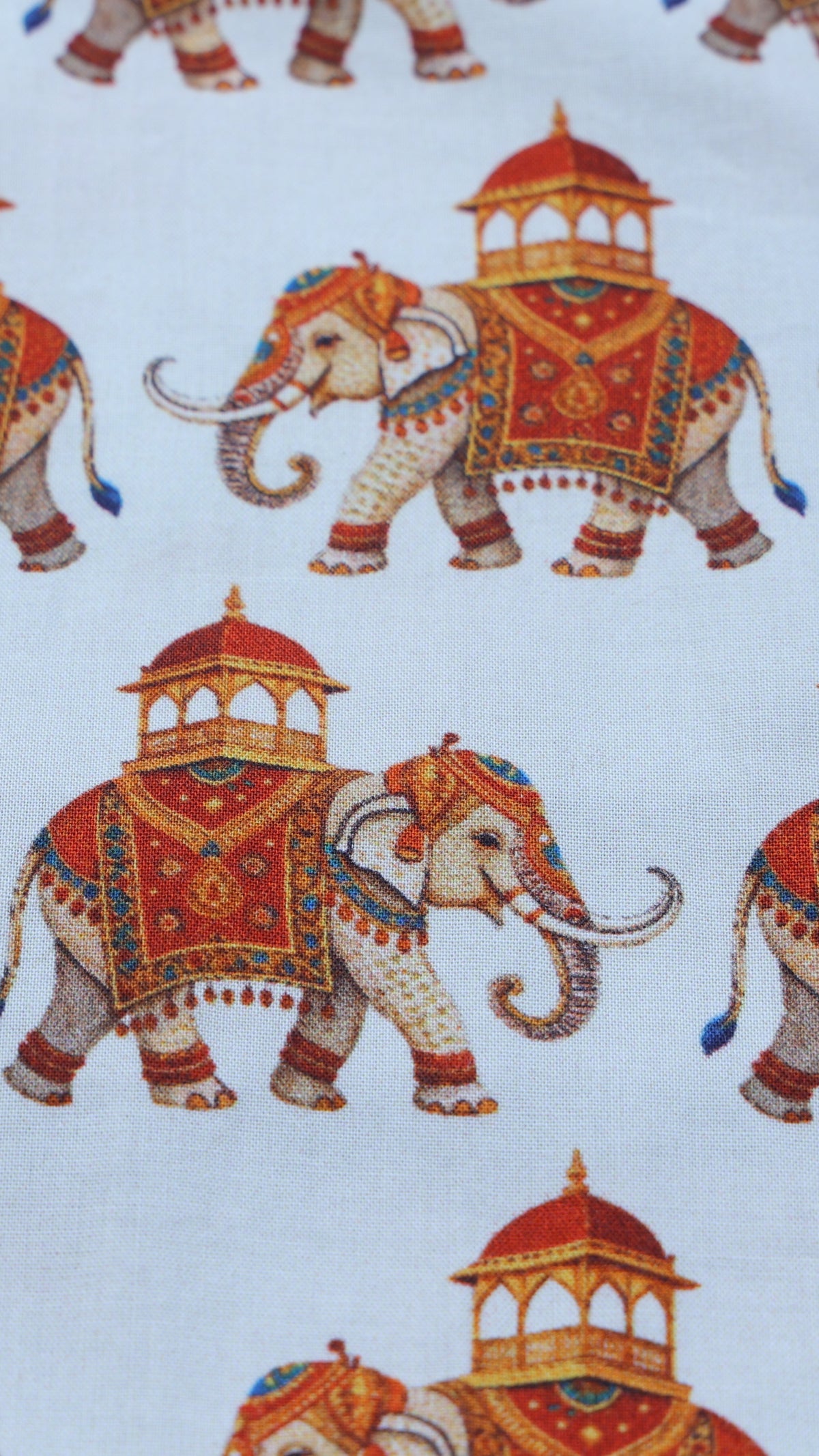 CRIMSON ROYAL ELEPHANT PRINTED KURTA WITH RED DHOTI