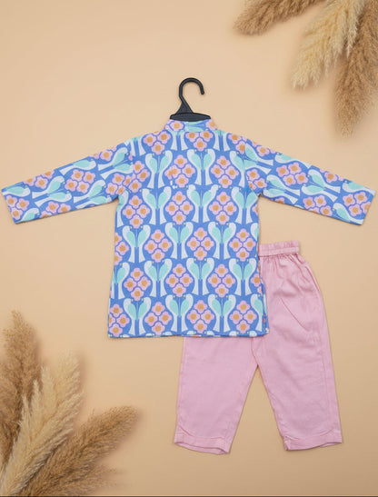 FLORA FIESTA PRINTED FULL SLEEVE KURTA & PAJAMA SET