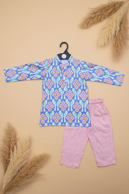 FLORA FIESTA PRINTED FULL SLEEVE KURTA & PAJAMA SET
