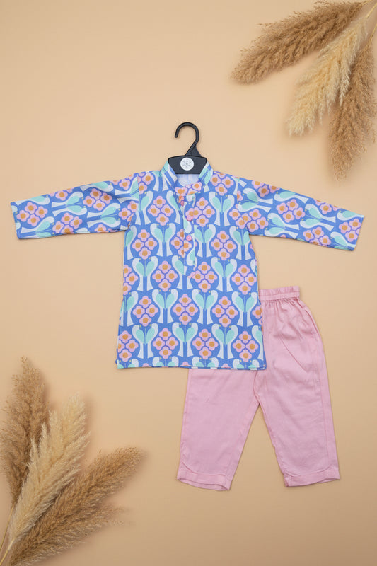 FLORA FIESTA PRINTED FULL SLEEVE KURTA & PAJAMA SET