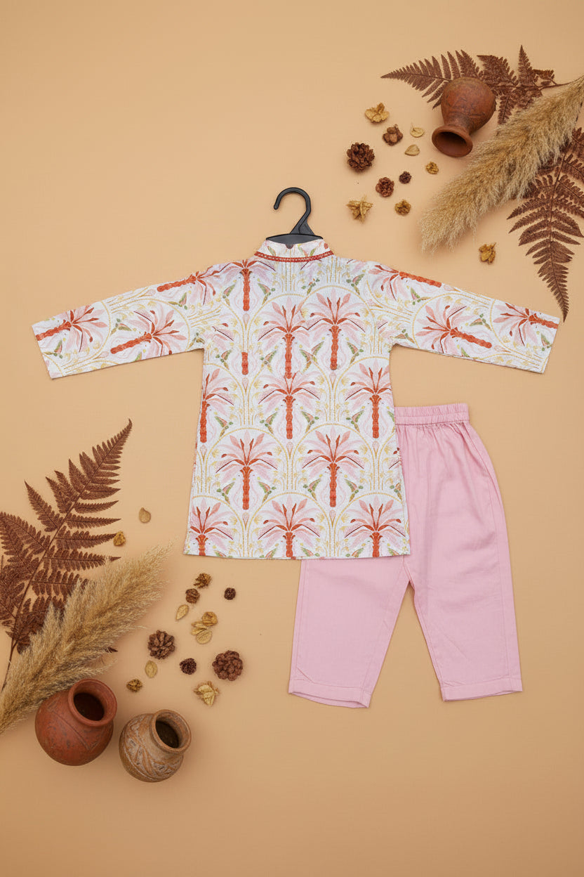 CORAL GARDEN PRINTED FULL SLEEVE KURTA & PAJAMA SET