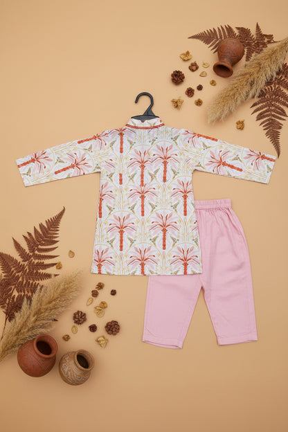 CORAL GARDEN PRINTED FULL SLEEVE KURTA & PAJAMA SET