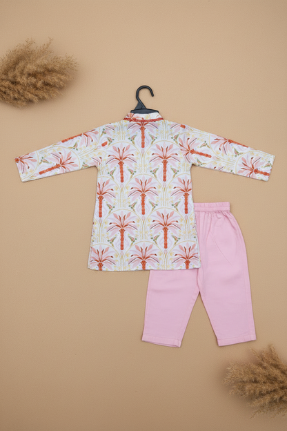 CORAL GARDEN PRINTED FULL SLEEVE KURTA & PAJAMA SET