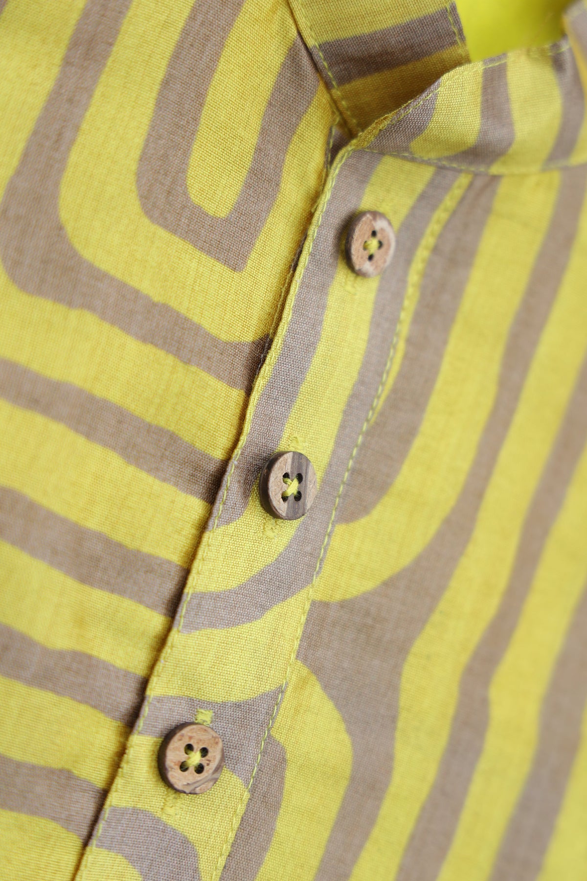 OCHRE LABYRINTH PRINTED KURTA WITH BEIGE PAJAMA