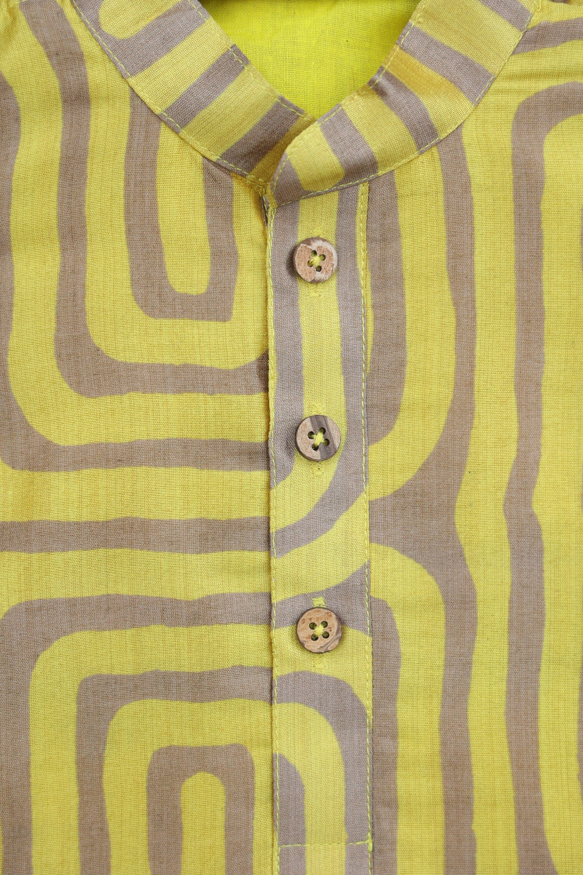 OCHRE LABYRINTH PRINTED KURTA WITH BEIGE PAJAMA