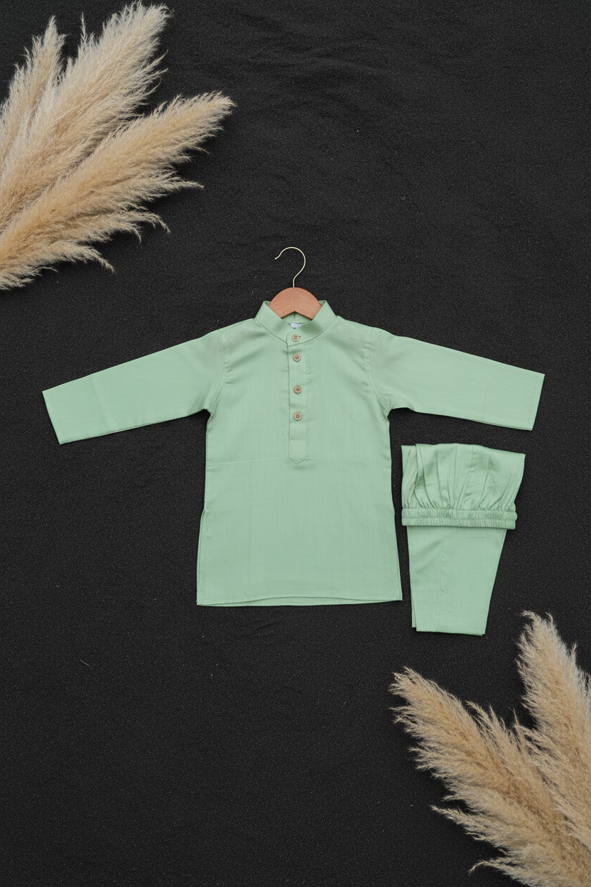 TROPICAL MOSAIC BUNDI WITH OLIVE GREEN KURTA PAJAMA