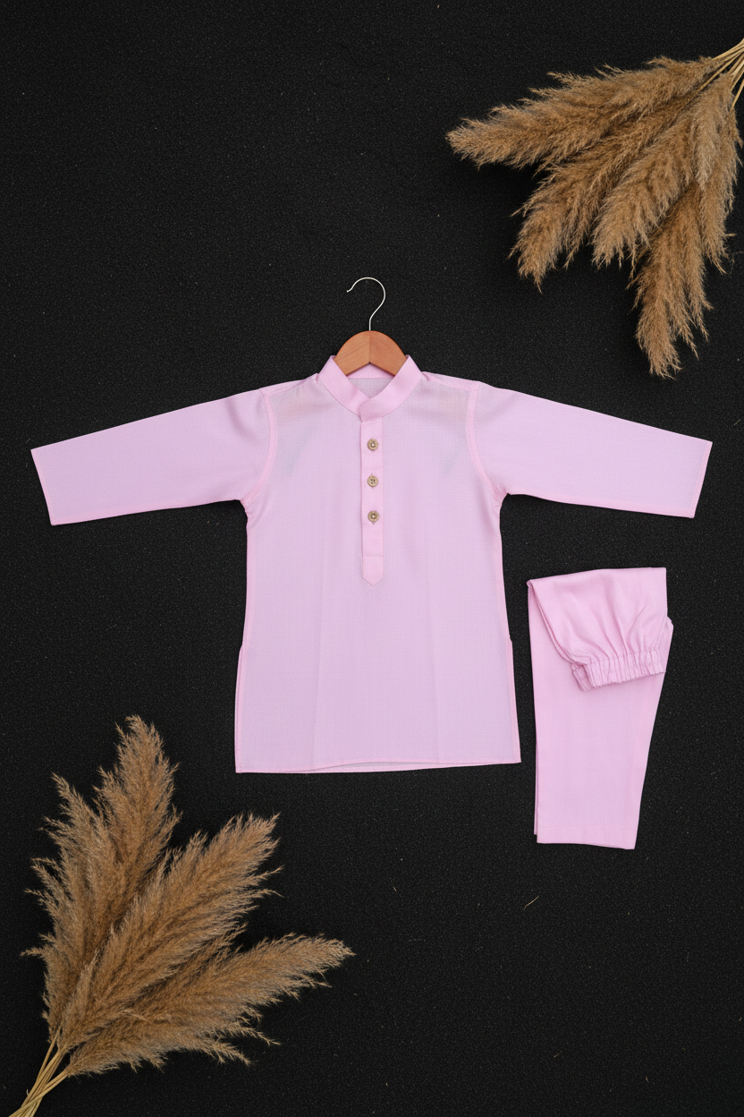 KINGDOM OF DREAMS EMBROIDERY BUNDI WITH BABY PINK KURTA PAJAMA SET