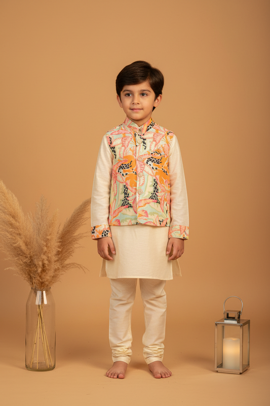 TROPICAL MOSAIC PRINTED BUNDI