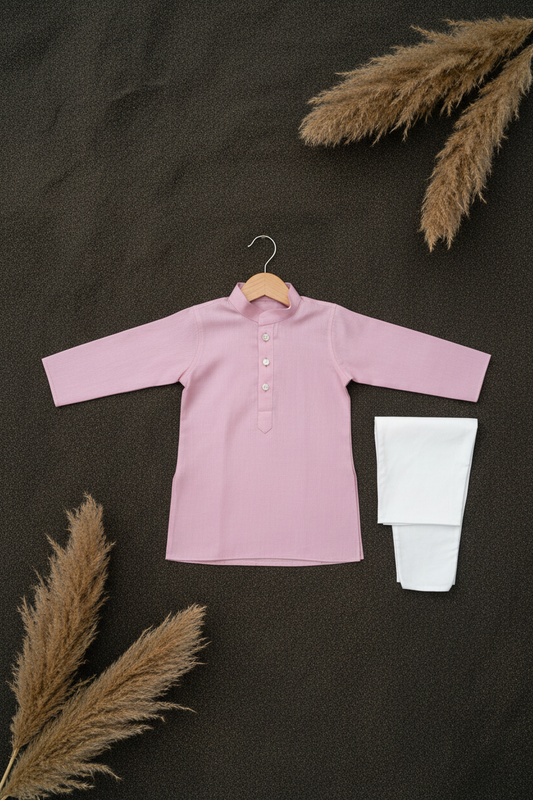 FROSTED CRANBERRY MAUVE KURTA WITH WHITE PAJAMA