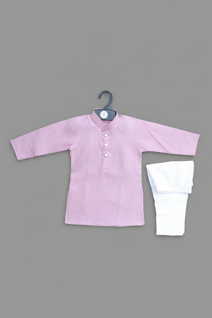 FROSTED CRANBERRY MAUVE KURTA WITH WHITE PAJAMA