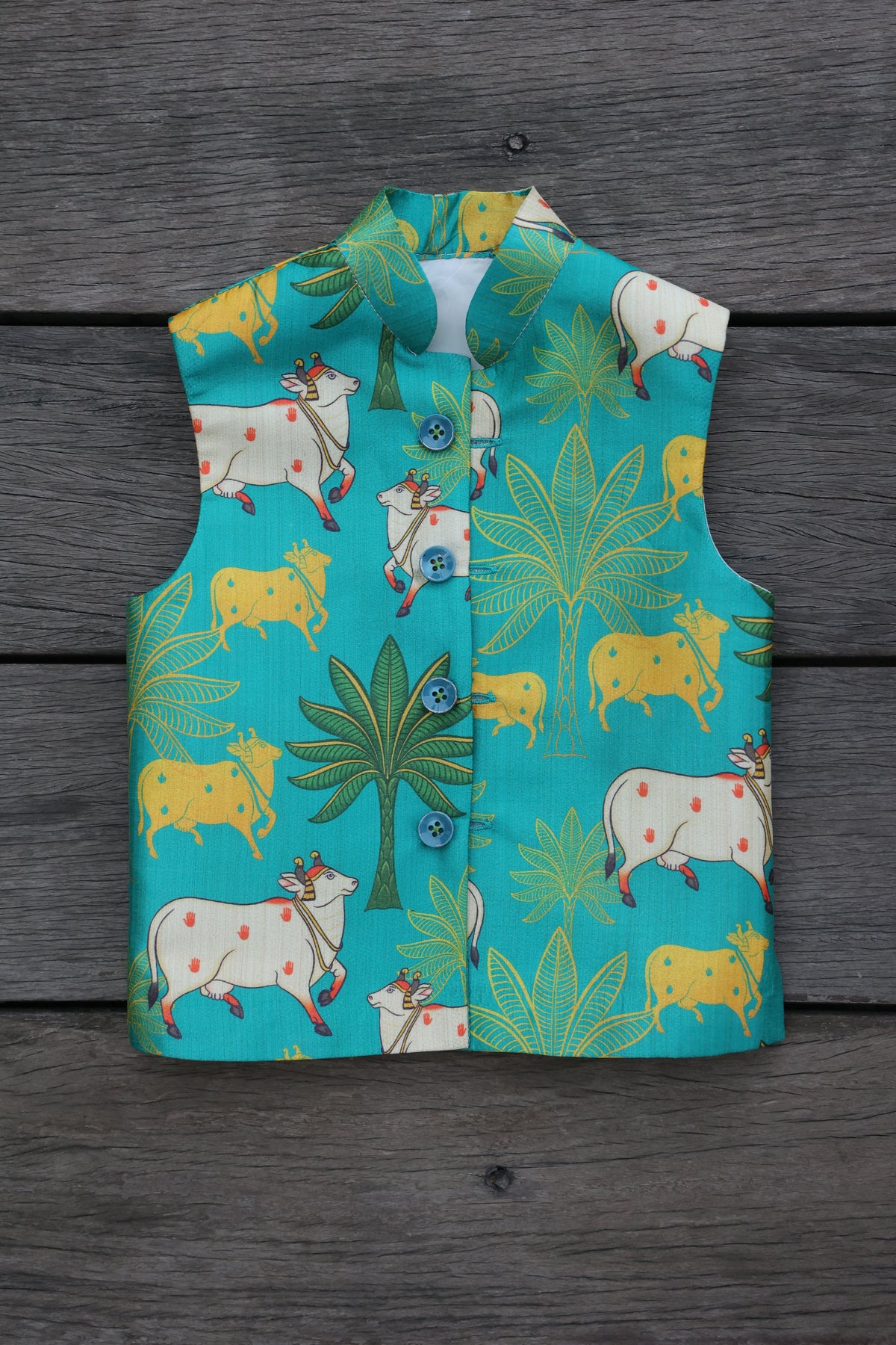 MOO AND MEADOW PRINTED BUNDI WITH KURTA PAJAMA SET