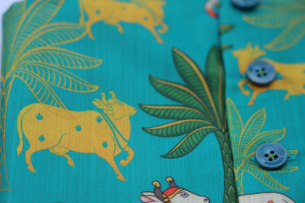 MOO AND MEADOW PRINTED BUNDI WITH KURTA PAJAMA SET