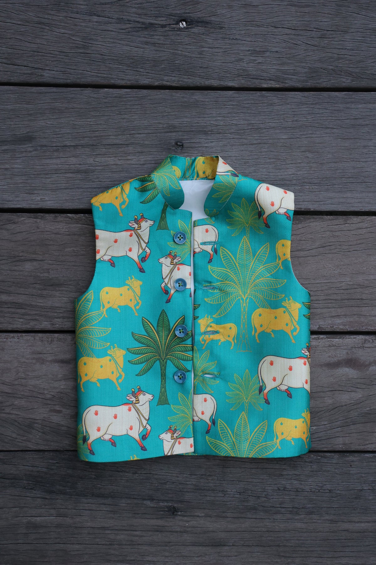 MOO AND MEADOW PRINTED BUNDI WITH KURTA PAJAMA SET