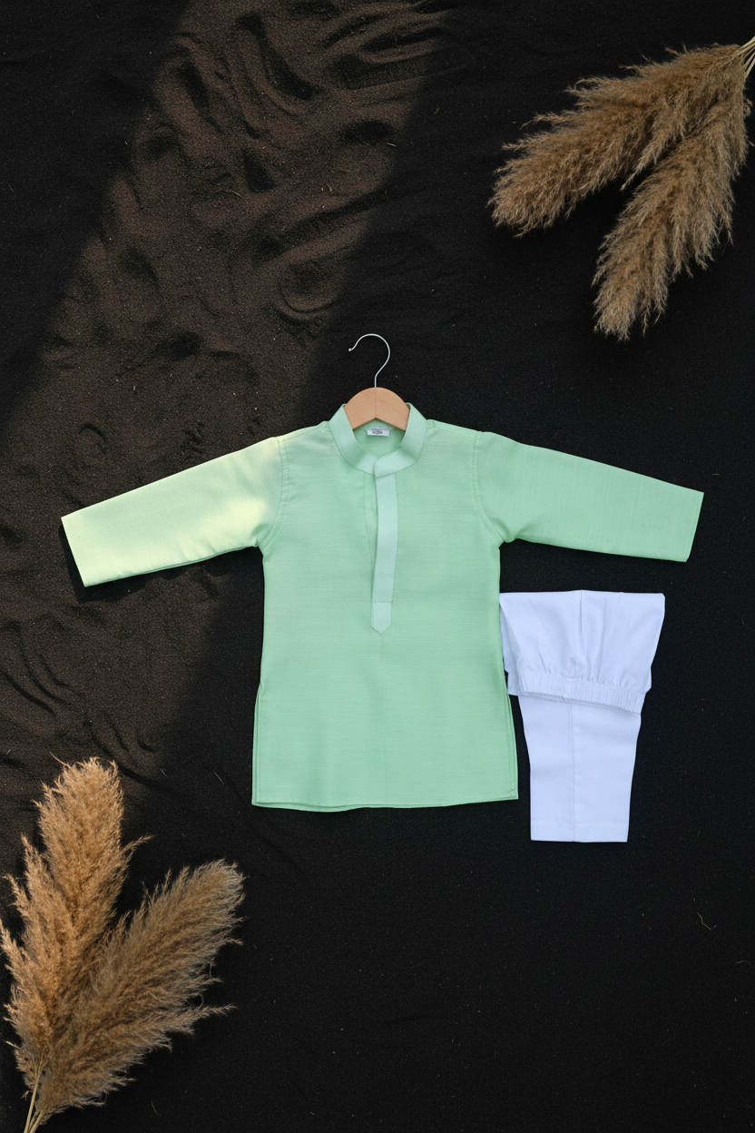 GARDEN OF WONDERS EMBROIDERED BUNDI WITH GREEN KURTA & WHITE PAJAMA SET