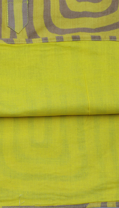 OCHRE LABYRINTH PRINTED KURTA WITH BEIGE PAJAMA