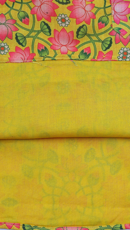 SAFFRON BLOSSOM PRINTED KURTA WITH WHITE PAJAMA