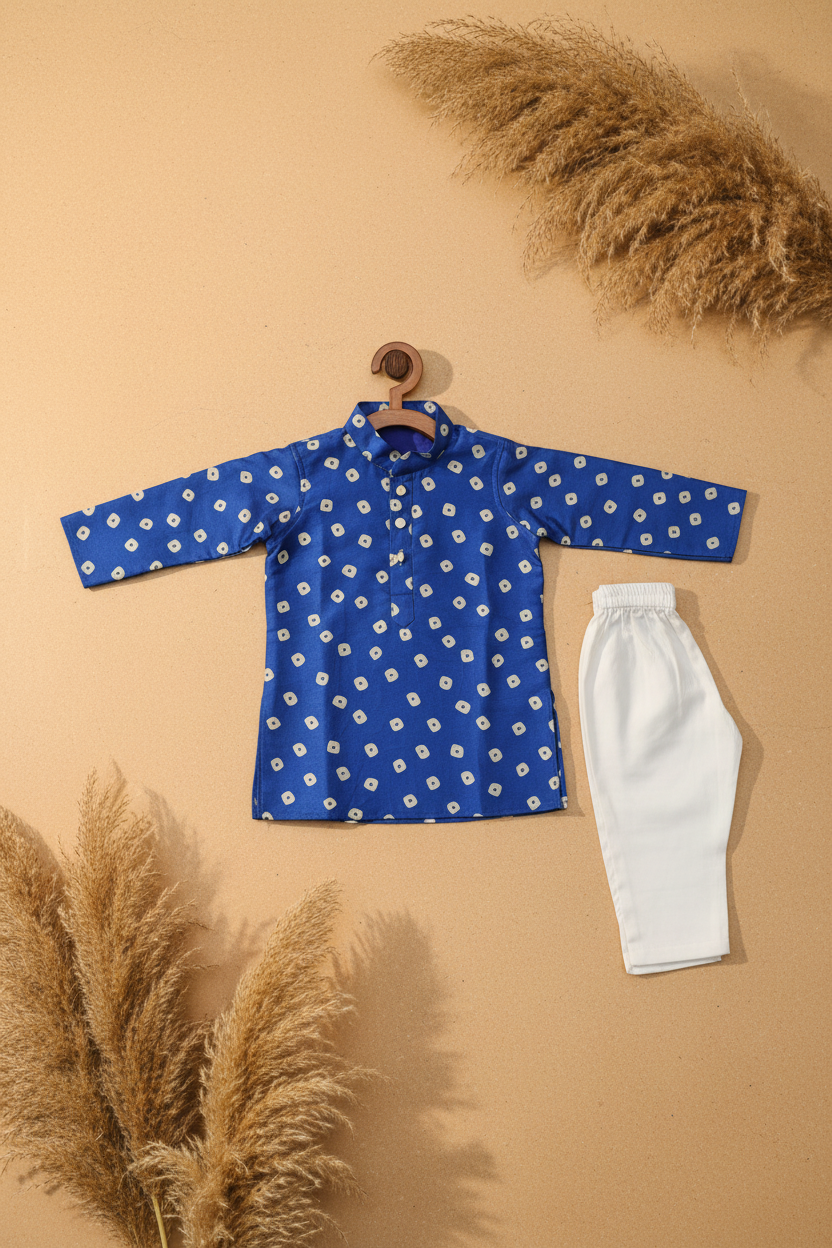 NEEL ROYAL PRINTED KURTA WITH WHITE PAJAMA