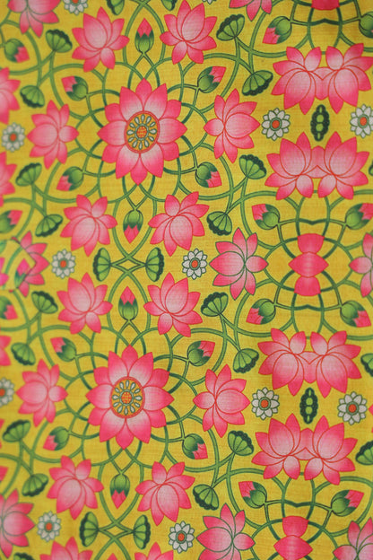 SAFFRON BLOSSOM PRINTED KURTA WITH WHITE PAJAMA