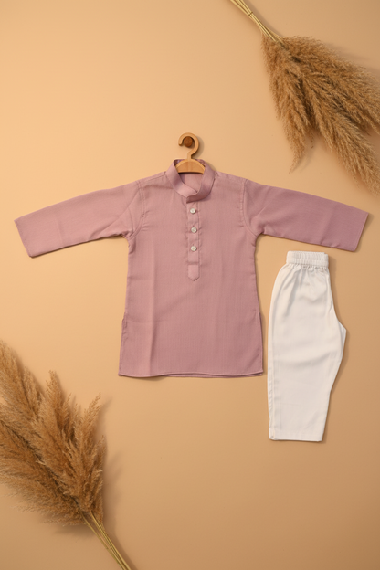 ROYAL GRACE EMBROIDERED  BUNDI WITH LIGHT PURPLE KURTA & WHITE PAJAMA