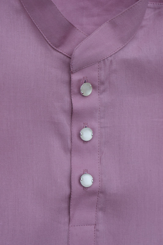 FROSTED CRANBERRY MAUVE KURTA WITH WHITE PAJAMA