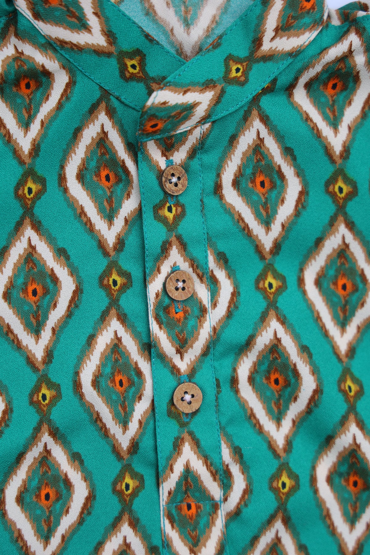 EMERALD IKAT DIAMOND PRINTED KURTA WITH WHITE PAJAMA