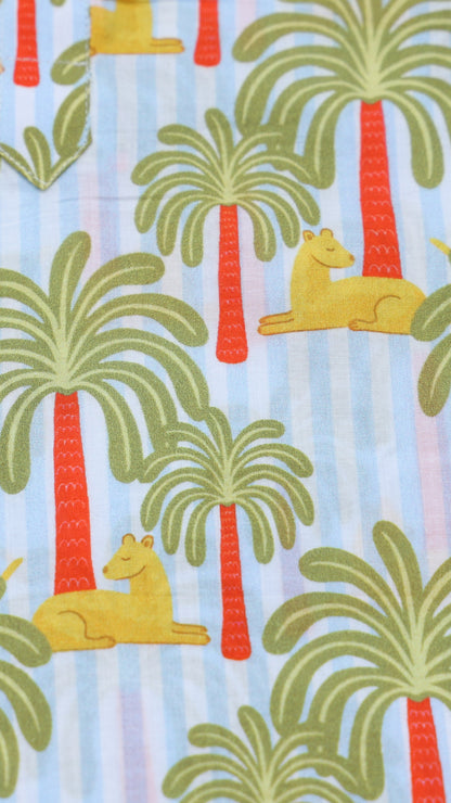 TROPICAL SAFARI PRINTED KURTA WITH RED PAJAMA