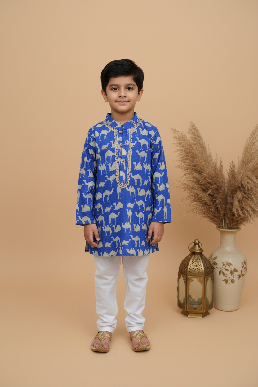 DESERT TRAIL PRINTED FULL SLEEVE KURTA & PAJAMA SET