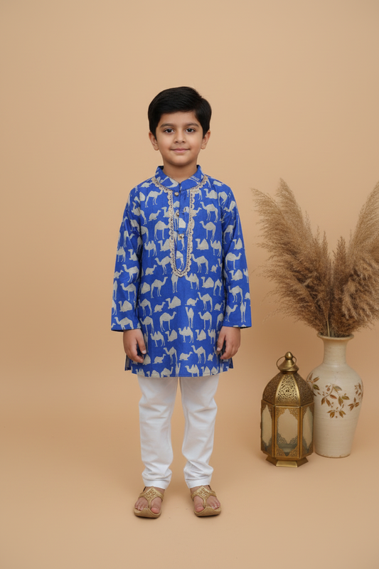 DESERT TRAIL PRINTED FULL SLEEVE KURTA & PAJAMA SET